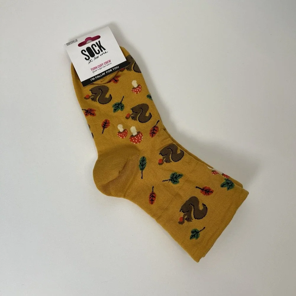 Sock it to me turn cuff crew- I'm fallin for‎ you- womens shoe 5-10 Fall